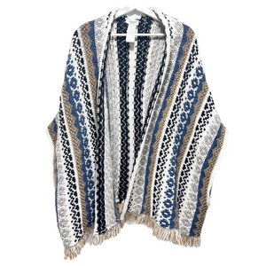 Cocogio Black, Blue, White Wool Blend Knit Cardigan One Size